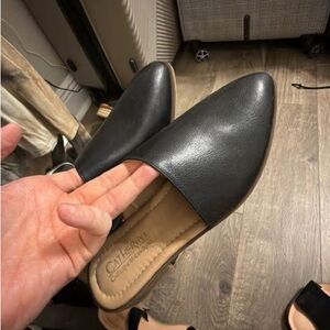 Catherine Malandrino Black Leather Mules